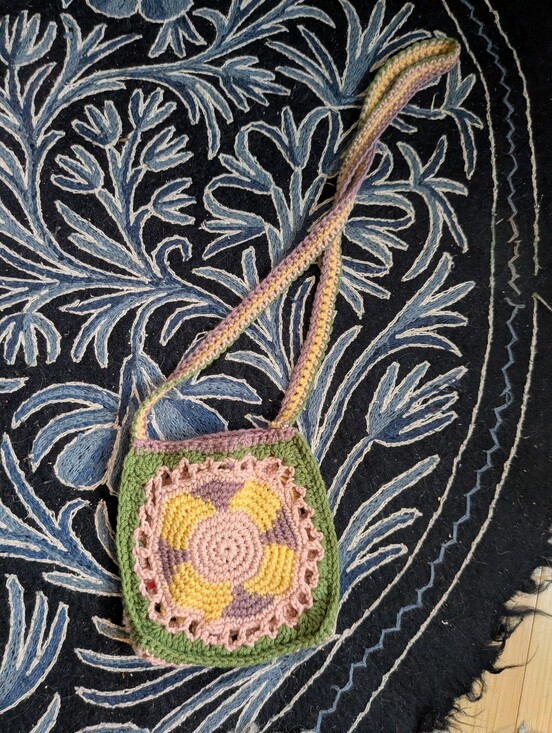 Handbags - Handmade Crochet Granny Square Small Shoulder Bag